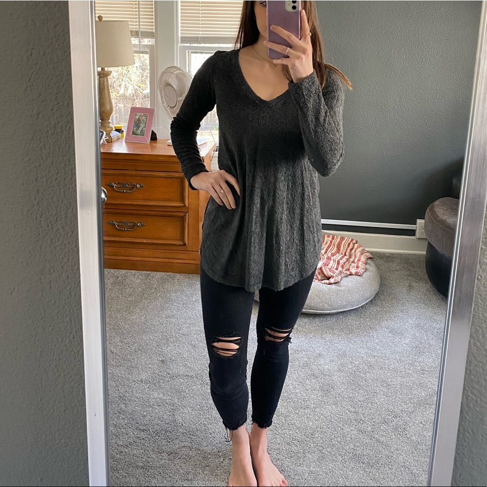 Grey high low sweater